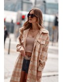 Women\'s beige orange checkered shirt coat 8892 - Online store - Boutique